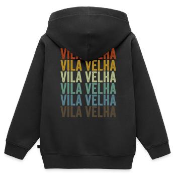 Vila Velha Brésil Rétro Vintage - Sweat Premium à capuche zippé enfant bio - noir - Dos - AI Model Kid Male (0cm)