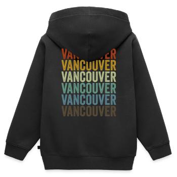 Vancouver Canada Rétro Vintage - Sweat Premium à capuche zippé enfant bio - noir - Dos - AI Model Kid Male (0cm)