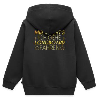 Longboard Spruch - Kinder Premium Organic Zip Hoodie - Schwarz - Hinten - AI Model Kid Male (0cm)