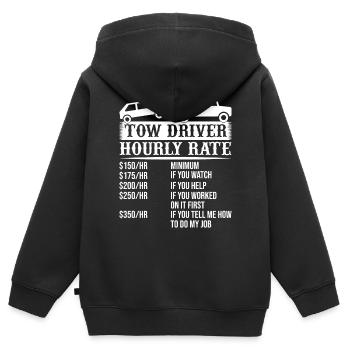 Tow Driver Trucker Hourly Rate Tow Truck Driver - Kinder Premium Organic Zip Hoodie - Schwarz - Hinten - AI Model Kid Male (0cm)