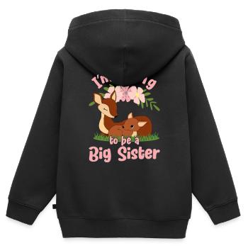 Promoted to Big Sister Deer Going To Be A Big Sis - Kinder Premium Organic Zip Hoodie - Schwarz - Hinten - AI Model Kid Male (0cm)