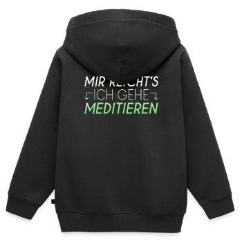 Meditieren Spruch - Kinder Premium Organic Zip Hoodie - Schwarz - Hinten - AI Model Kid Male (0cm)