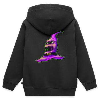 Purple Evil Witch Hat Halloween - Kinder Premium Organic Zip Hoodie - Schwarz - Hinten - AI Model Kid Male (0cm)