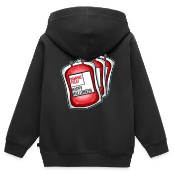 Échantillon de sang Banque de poches de sang Vampire Treat pour - Sweat Premium à capuche zippé enfant bio - noir - Dos - AI Model Kid Male (0cm)