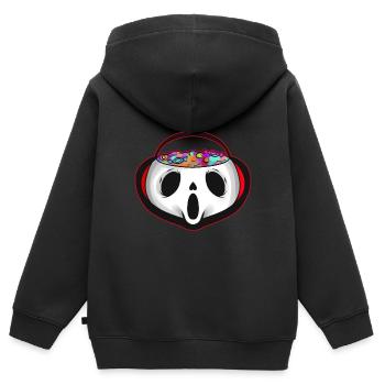 Sweets Bucket Scary Ghost Sweets Collecting On - Kinder Premium Organic Zip Hoodie - Schwarz - Hinten - AI Model Kid Male (0cm)