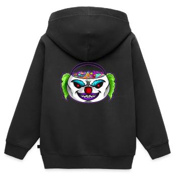 Sweets Bucket Scary Horror Clown Collecting On - Kinder Premium Organic Zip Hoodie - Schwarz - Hinten - AI Model Kid Male (0cm)