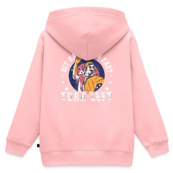 Hit Hard Run Fast Turn Left Baseball - Kids Premium Organic Zip-up Hoodie - rose - Back - AI Model Kid Female (0cm)