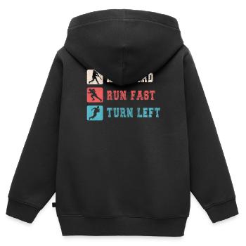 Hit Hard Run Fast Turn Left Baseball - Kids Premium Organic Zip-up Hoodie - black - Back - AI Model Kid Male (0cm)