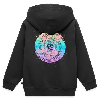 Om symbole Om signe, mandala om, yoga yogi - Sweat Premium à capuche zippé enfant bio - noir - Dos - AI Model Kid Male (0cm)