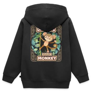 Cute monkey funny saying kids, Daddy's monkey - Kids Premium Organic Zip-up Hoodie - black - Back - AI Model Kid Male (0cm)