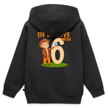 Détective Anniversaire Garçon 6 ans Im 6 ans Cadeau - Sweat Premium à capuche zippé enfant bio - noir - Dos - AI Model Kid Male (0cm)