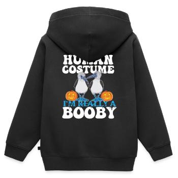 Costume humain Je suis vraiment un Booby Bird Halloween - Sweat Premium à capuche zippé enfant bio - noir - Dos - AI Model Kid Male (0cm)