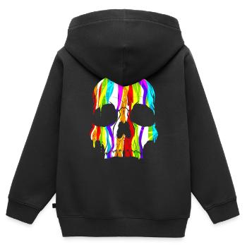 Colorful Skull Paint Dripping Day Of The Dead And - Kinder Premium Organic Zip Hoodie - Schwarz - Hinten - AI Model Kid Male (0cm)