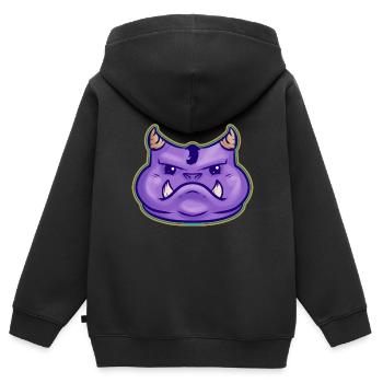 Cute Kawaii Purple Monster With Fangs And Horns - Kinder Premium Organic Zip Hoodie - Schwarz - Hinten - AI Model Kid Male (0cm)