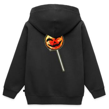 Citrouille Lollipop Lolli Sucker Halloween - Sweat Premium à capuche zippé enfant bio - noir - Dos - AI Model Kid Male (0cm)
