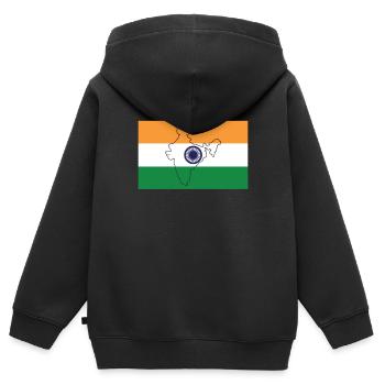 Drapeau de l’Inde - Sweat Premium à capuche zippé enfant bio - noir - Dos - AI Model Kid Male (0cm)