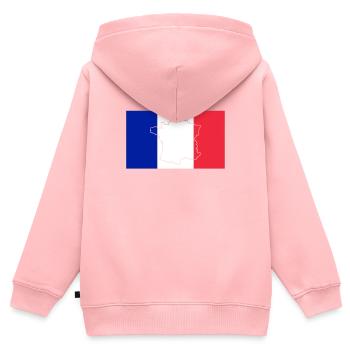 Drapeau de la France - Sweat Premium à capuche zippé enfant bio - rose - Dos - AI Model Kid Female (0cm)