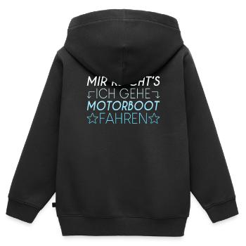 Motorboot Spruch - Kinder Premium Organic Zip Hoodie - Schwarz - Hinten - AI Model Kid Male (0cm)