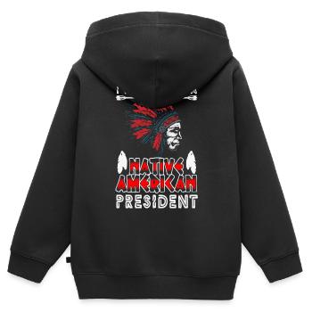 Ich Möchte Einen Indianischen Präsidenten Sehen - Kinder Premium Organic Zip Hoodie - Schwarz - Hinten - AI Model Kid Male (0cm)