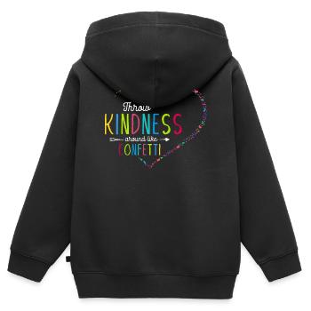 Freundlichkeit Wie Konfetti Verbreiten - Kinder Premium Organic Zip Hoodie - Schwarz - Hinten - AI Model Kid Male (0cm)