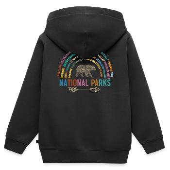 US-Nationalparks, Nationalpark, Denali, Redwood - Kinder Premium Organic Zip Hoodie - Schwarz - Hinten - AI Model Kid Male (0cm)