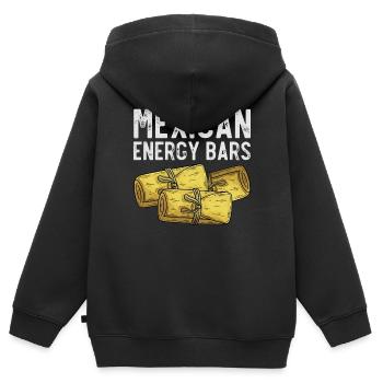 Barres énergétiques mexicaines, Tamales mexicains - Sweat Premium à capuche zippé enfant bio - noir - Dos - AI Model Kid Male (0cm)
