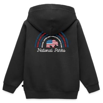 US-Nationalparks, Nationalpark, Denali, Redwood - Kinder Premium Organic Zip Hoodie - Schwarz - Hinten - AI Model Kid Male (0cm)