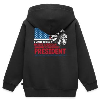 Ich Möchte Einen Indianischen Präsidenten Sehen - Kinder Premium Organic Zip Hoodie - Schwarz - Hinten - AI Model Kid Male (0cm)