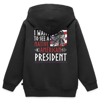 Ich Möchte Einen Indianischen Präsidenten Sehen - Kinder Premium Organic Zip Hoodie - Schwarz - Hinten - AI Model Kid Male (0cm)