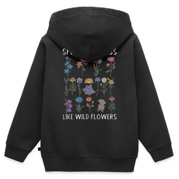 Freundlichkeit Wie Wildblumen Verbreiten - Kinder Premium Organic Zip Hoodie - Schwarz - Hinten - AI Model Kid Male (0cm)