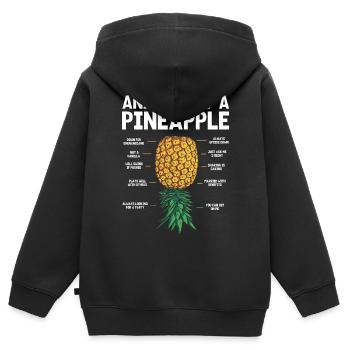 Auf Den Kopf Der Ananasananas Anatomie - Kinder Premium Organic Zip Hoodie - Schwarz - Hinten - AI Model Kid Male (0cm)