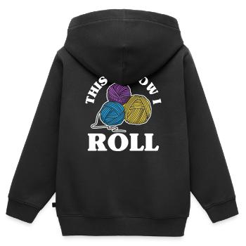 Knitting Wool Yarn - Kids Premium Organic Zip-up Hoodie - black - Back - AI Model Kid Male (0cm)
