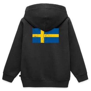 Drapeau de la Suède - Sweat Premium à capuche zippé enfant bio - noir - Dos - AI Model Kid Male (0cm)