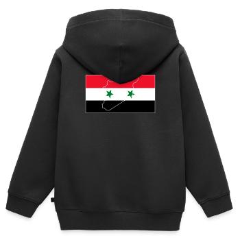 Drapeau de l’Irak - Sweat Premium à capuche zippé enfant bio - noir - Dos - AI Model Kid Male (0cm)