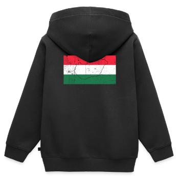 Drapeau de la Hongrie - Sweat Premium à capuche zippé enfant bio - noir - Dos - AI Model Kid Male (0cm)