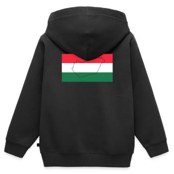 Drapeau de la Hongrie - Sweat Premium à capuche zippé enfant bio - noir - Dos - AI Model Kid Male (0cm)