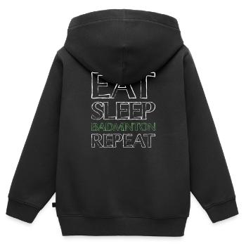 Manger du badminton du sommeil - Sweat Premium à capuche zippé enfant bio - noir - Dos - AI Model Kid Male (0cm)