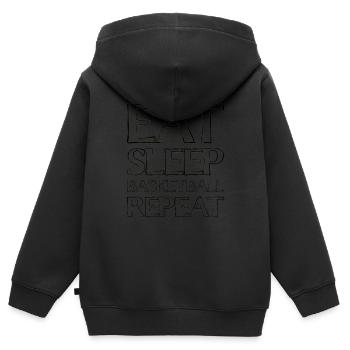Essen Schlafen Basketball - Kinder Premium Organic Zip Hoodie - Schwarz - Hinten - AI Model Kid Male (0cm)