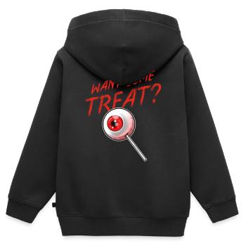 Astuce ou friandise Voulez une sucette de globe oculaire - Sweat Premium à capuche zippé enfant bio - noir - Dos - AI Model Kid Male (0cm)