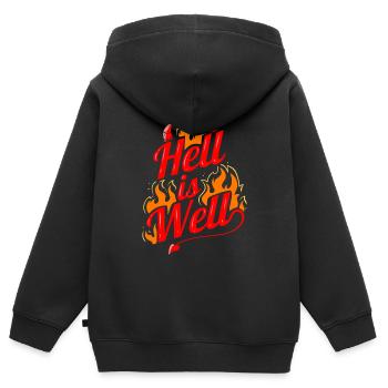 Hell Is Well Flames Devils Horns And Tail - Kinder Premium Organic Zip Hoodie - Schwarz - Hinten - AI Model Kid Male (0cm)
