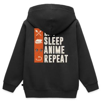 Répétition de l’anime du sommeil - Sweat Premium à capuche zippé enfant bio - noir - Dos - AI Model Kid Male (0cm)