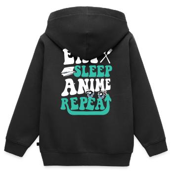 Répétition de l’anime du sommeil - Sweat Premium à capuche zippé enfant bio - noir - Dos - AI Model Kid Male (0cm)