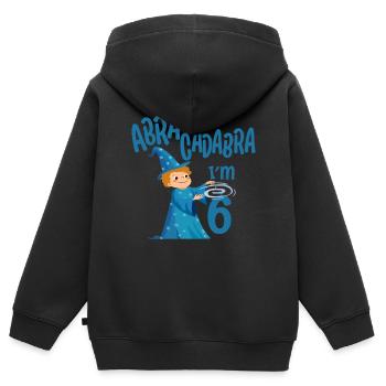 Magicien Anniversaire Garçon 6 ans Im 6 ans Cadeau - Sweat Premium à capuche zippé enfant bio - noir - Dos - AI Model Kid Male (0cm)