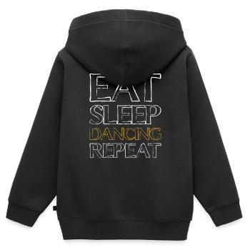 Manger sleep dancing - Sweat Premium à capuche zippé enfant bio - noir - Dos - AI Model Kid Male (0cm)