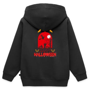Halloween Halloween Halloween Halloween Halloween - Sweat Premium à capuche zippé enfant bio - noir - Dos - AI Model Kid Male (0cm)