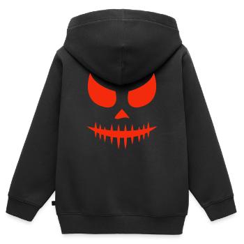 Halloween Halloween Halloween Halloween Halloween - Sweat Premium à capuche zippé enfant bio - noir - Dos - AI Model Kid Male (0cm)