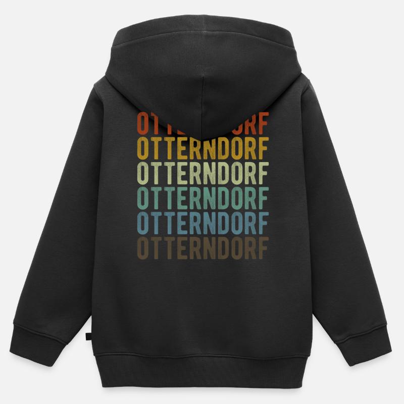 Otterndorf City Rétro Vintage - Sweat Premium à capuche zippé enfant bio - noir
