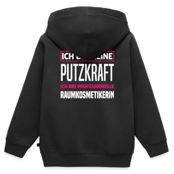 Putzfrau Reiniungskraft Reinigungsfachkraft - Kinder Premium Organic Zip Hoodie - Schwarz - Hinten - AI Model Kid Male (0cm)
