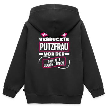 Verrückte Putzfrau Lustiges Putzfrauen Geschenk - Kinder Premium Organic Zip Hoodie - Schwarz - Hinten - AI Model Kid Male (0cm)