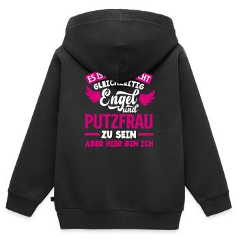 Putzfrau Engel Geschenk - Kinder Premium Organic Zip Hoodie - Schwarz - Hinten - AI Model Kid Male (0cm)